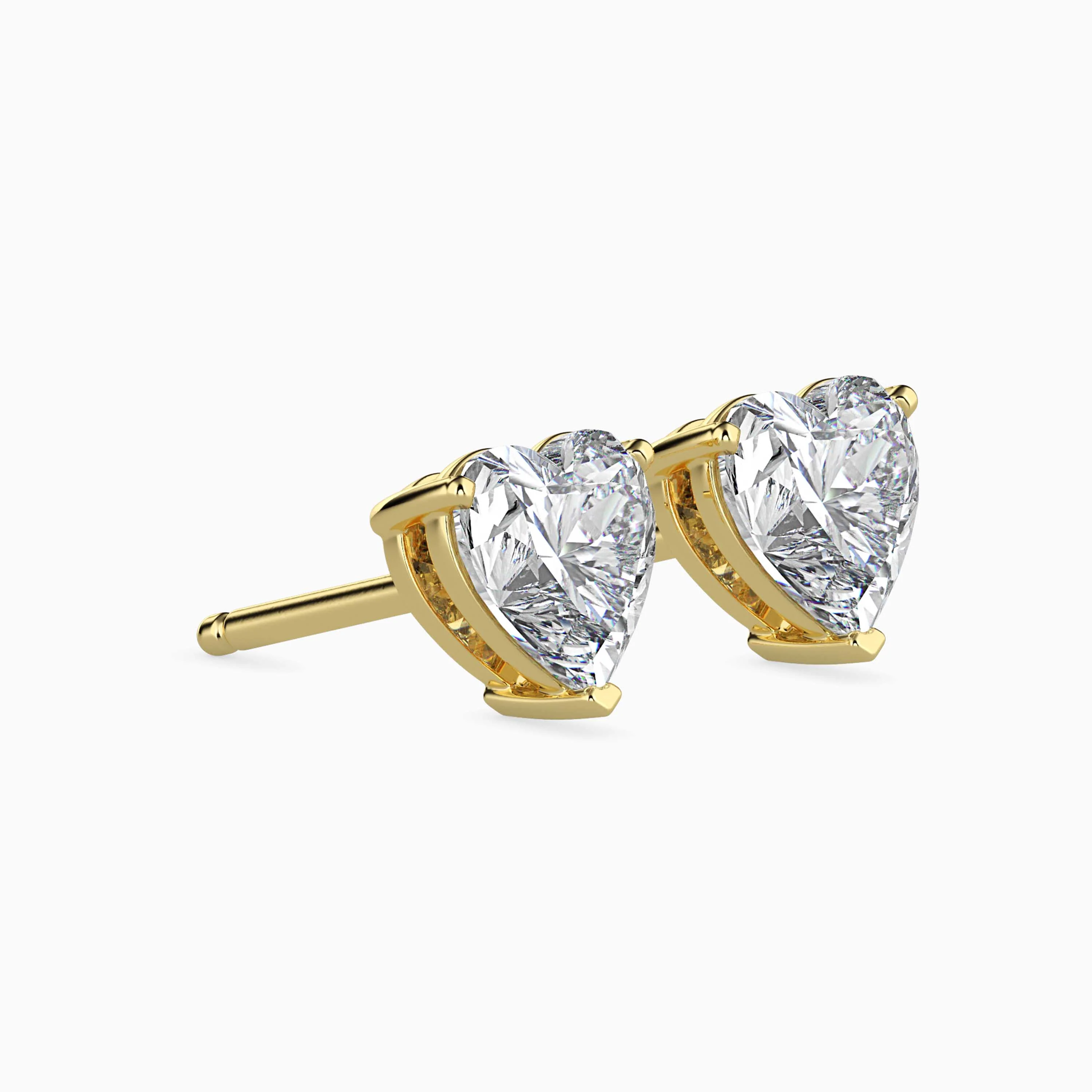0.5 CT Heart Solitaire Gold Stud Earring - Image 3