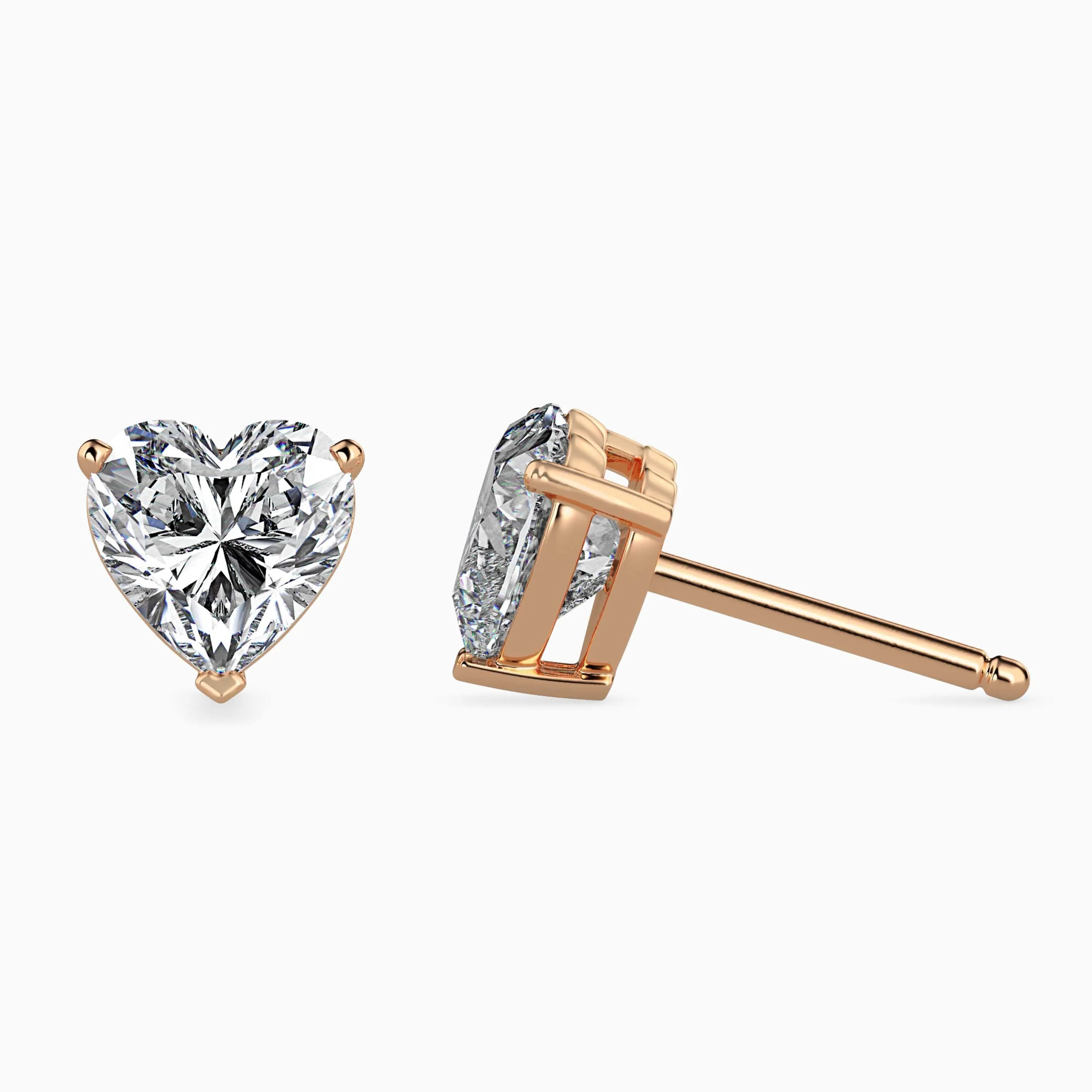 0.5 CT Heart Solitaire Gold Stud Earring - Image 5