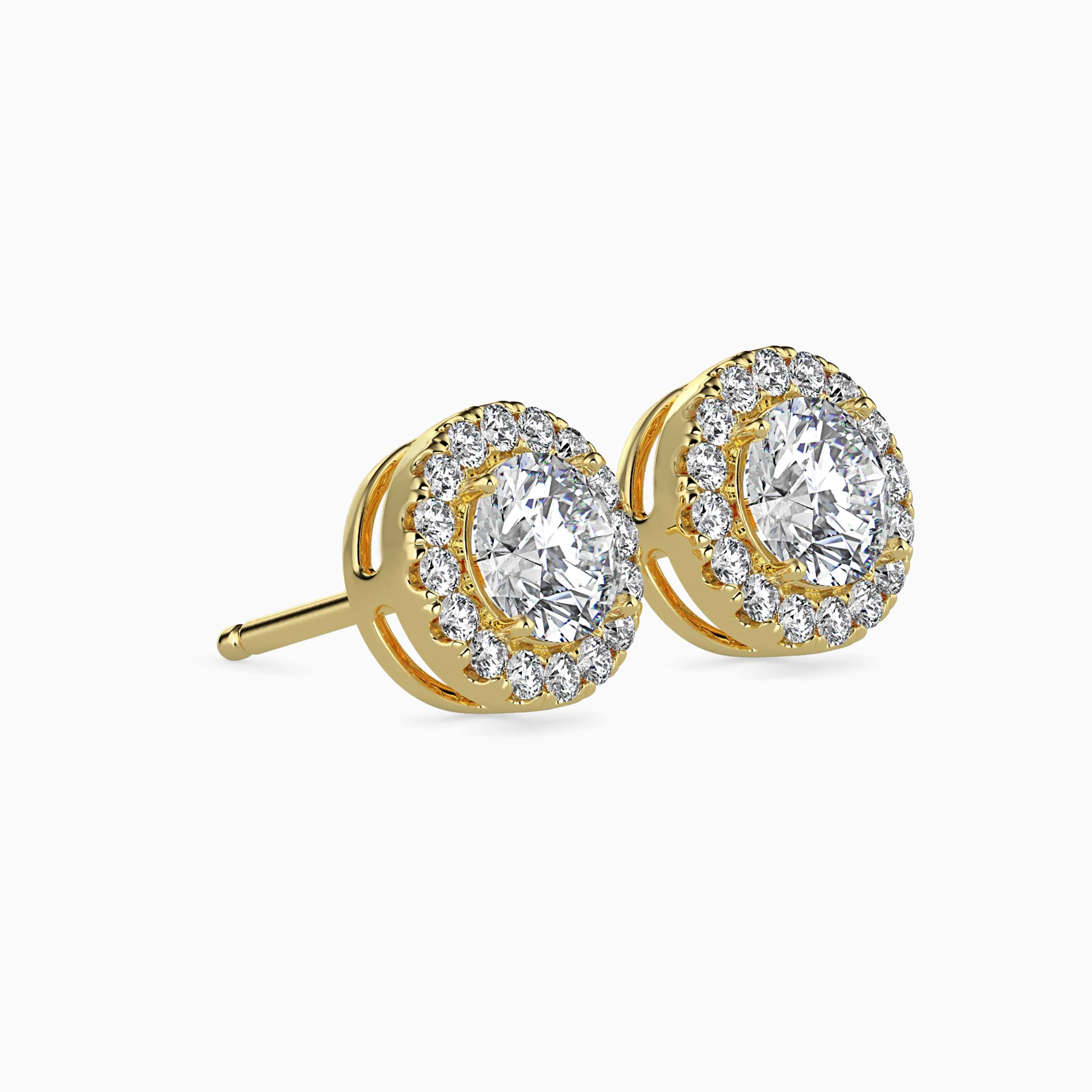 0.5 CT Solitaire Halo Gold Earrings with Lab-Grown Diamonds - Image 3