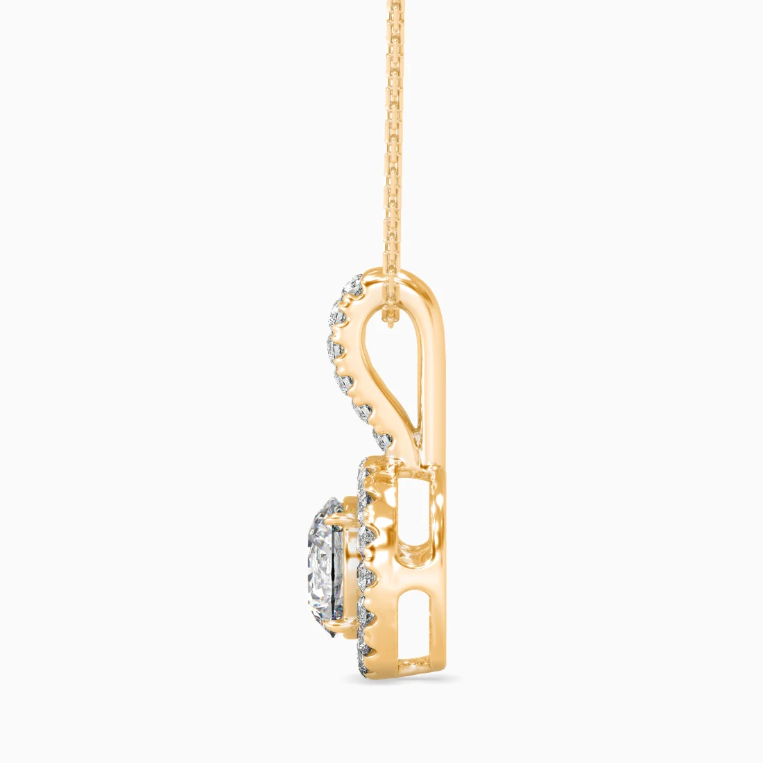 0.5 CT Solitaire Halo Gold Pendant with Lab-Grown Diamonds without Chain - Image 3