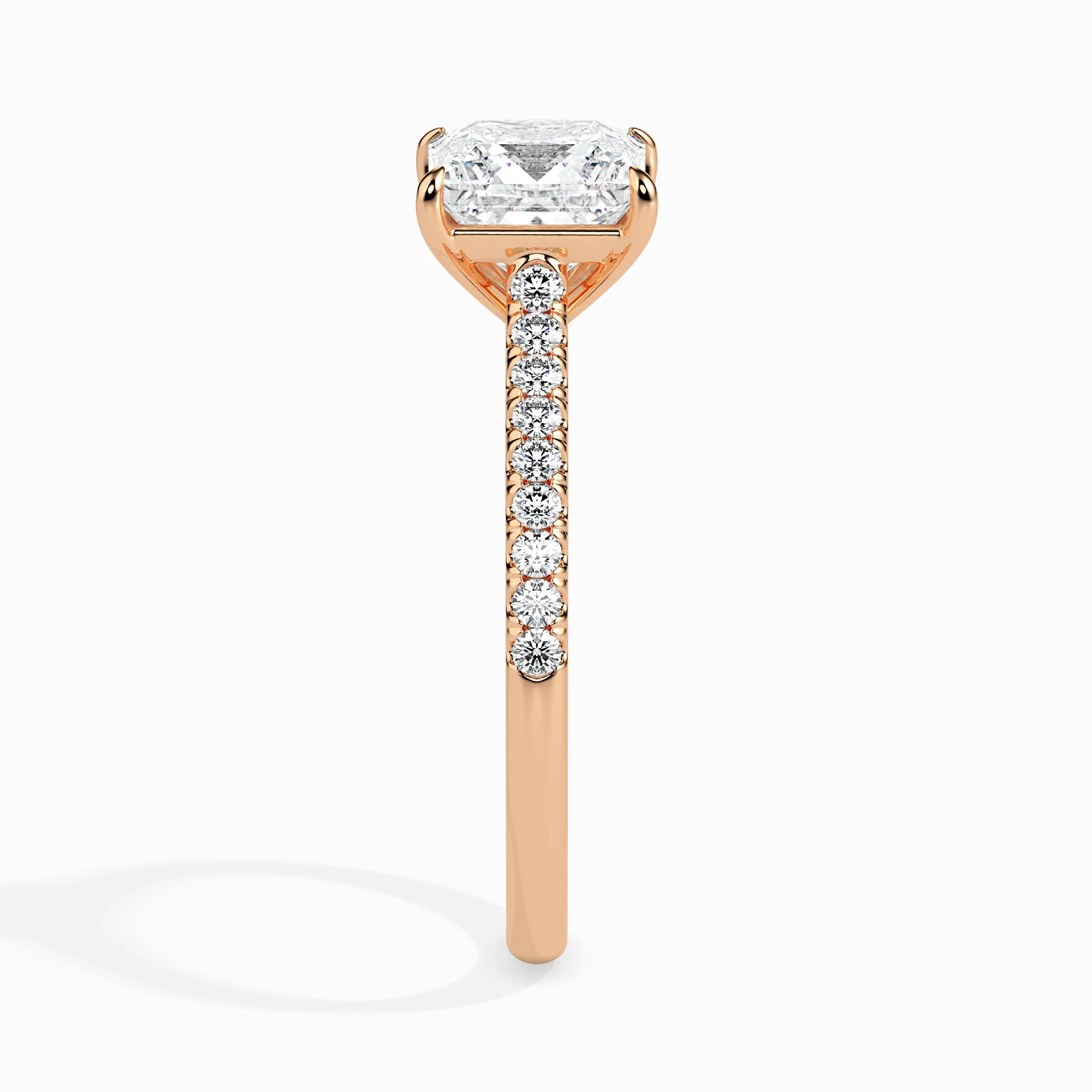 3 CT Square Solitaire Band Gold Ring with Lab-Grown Diamonds - Image 8