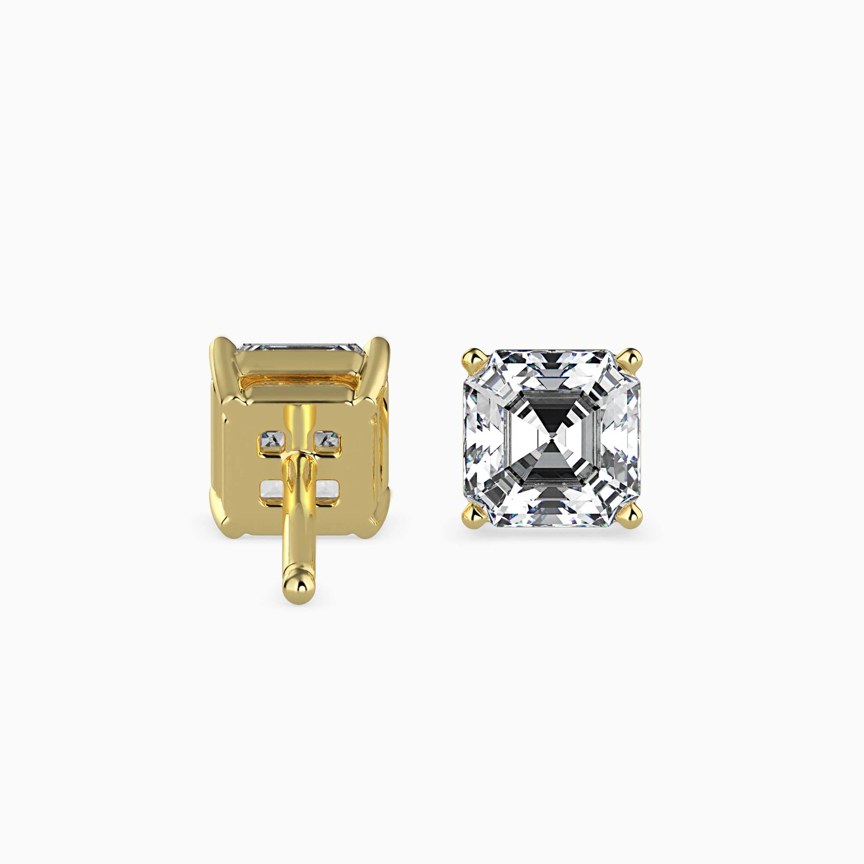 0.5 CT Square Solitaire Gold Lab-Grown Diamond Earrings - Image 4