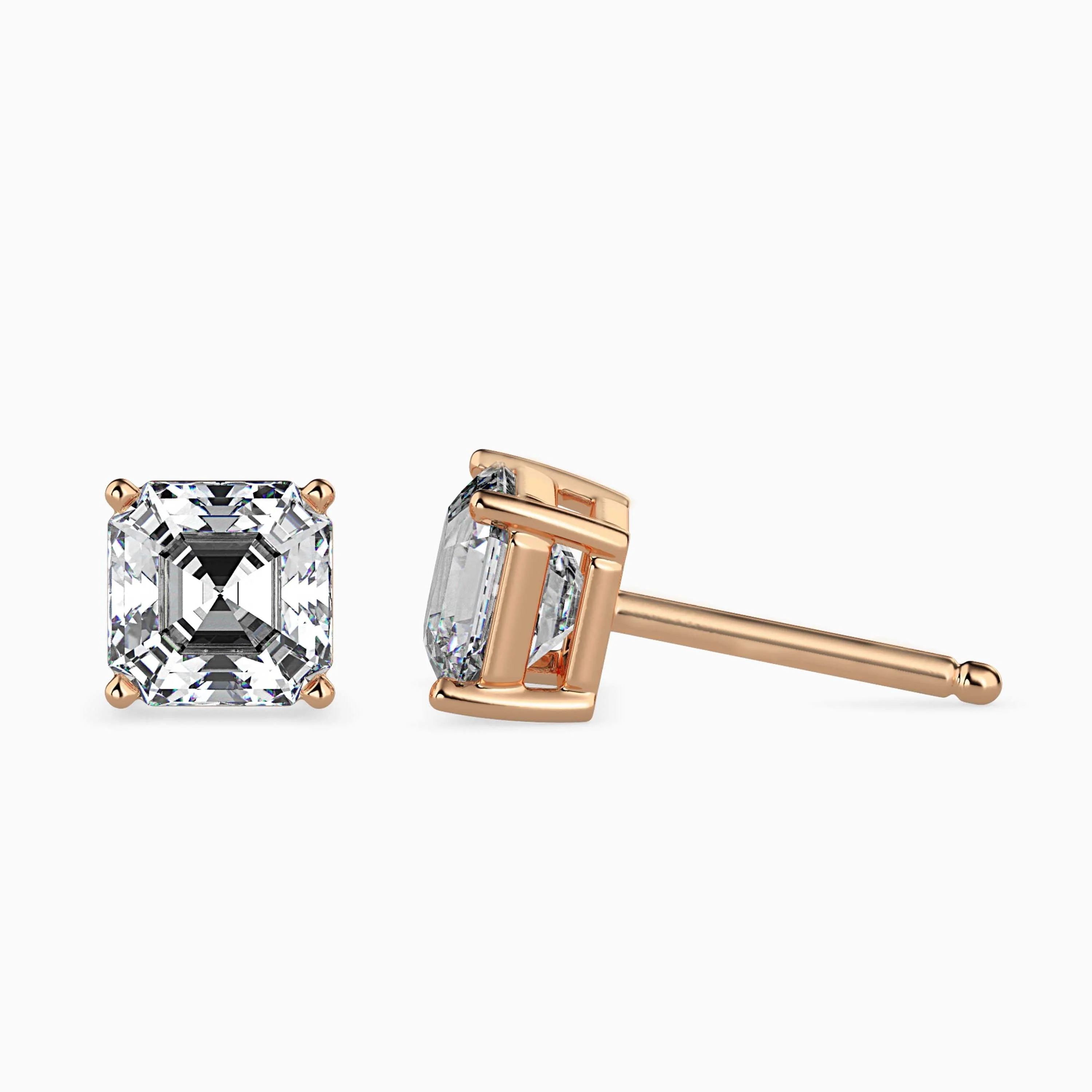 0.5 CT Square Solitaire Gold Lab-Grown Diamond Earrings - Image 5