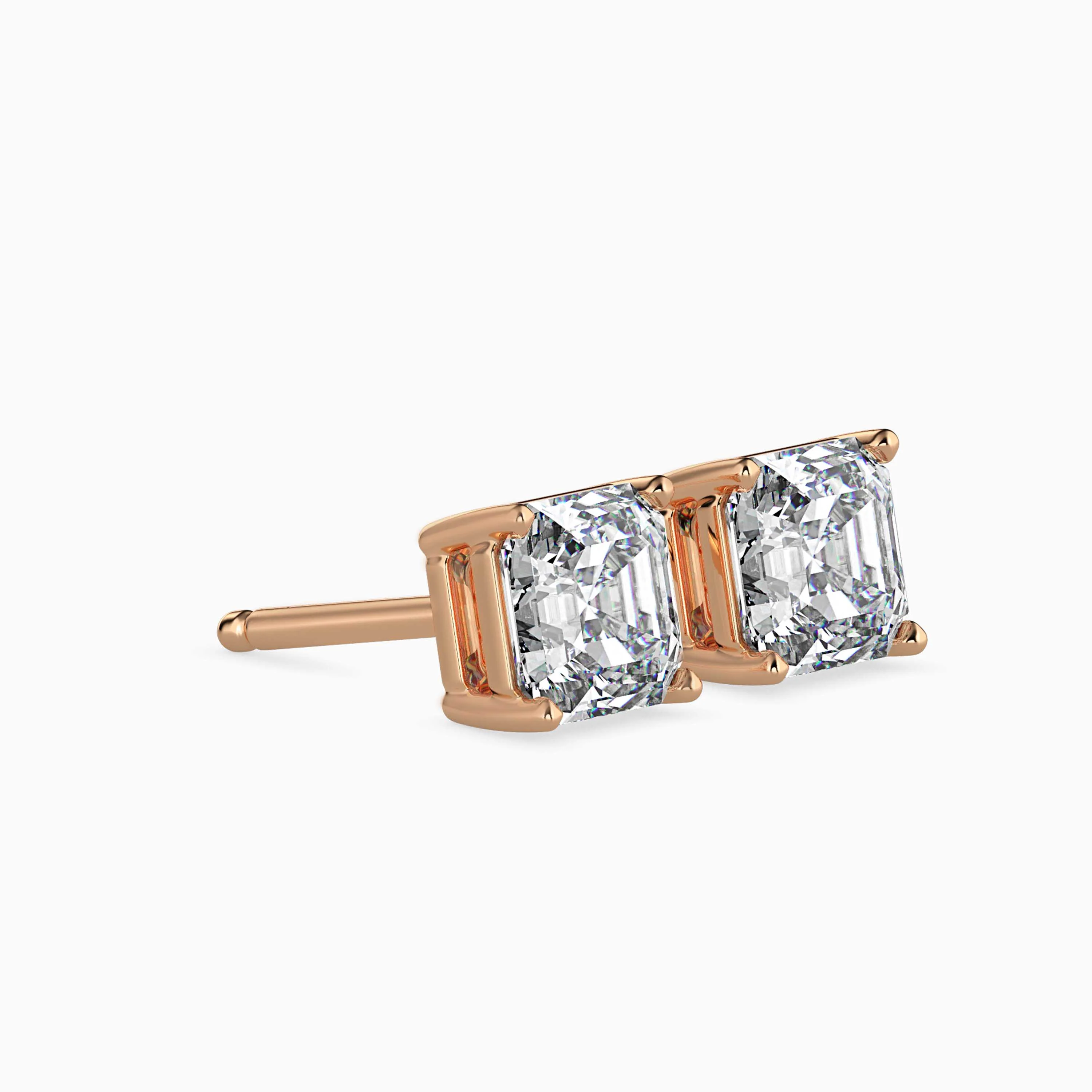0.5 CT Square Solitaire Gold Lab-Grown Diamond Earrings - Image 7