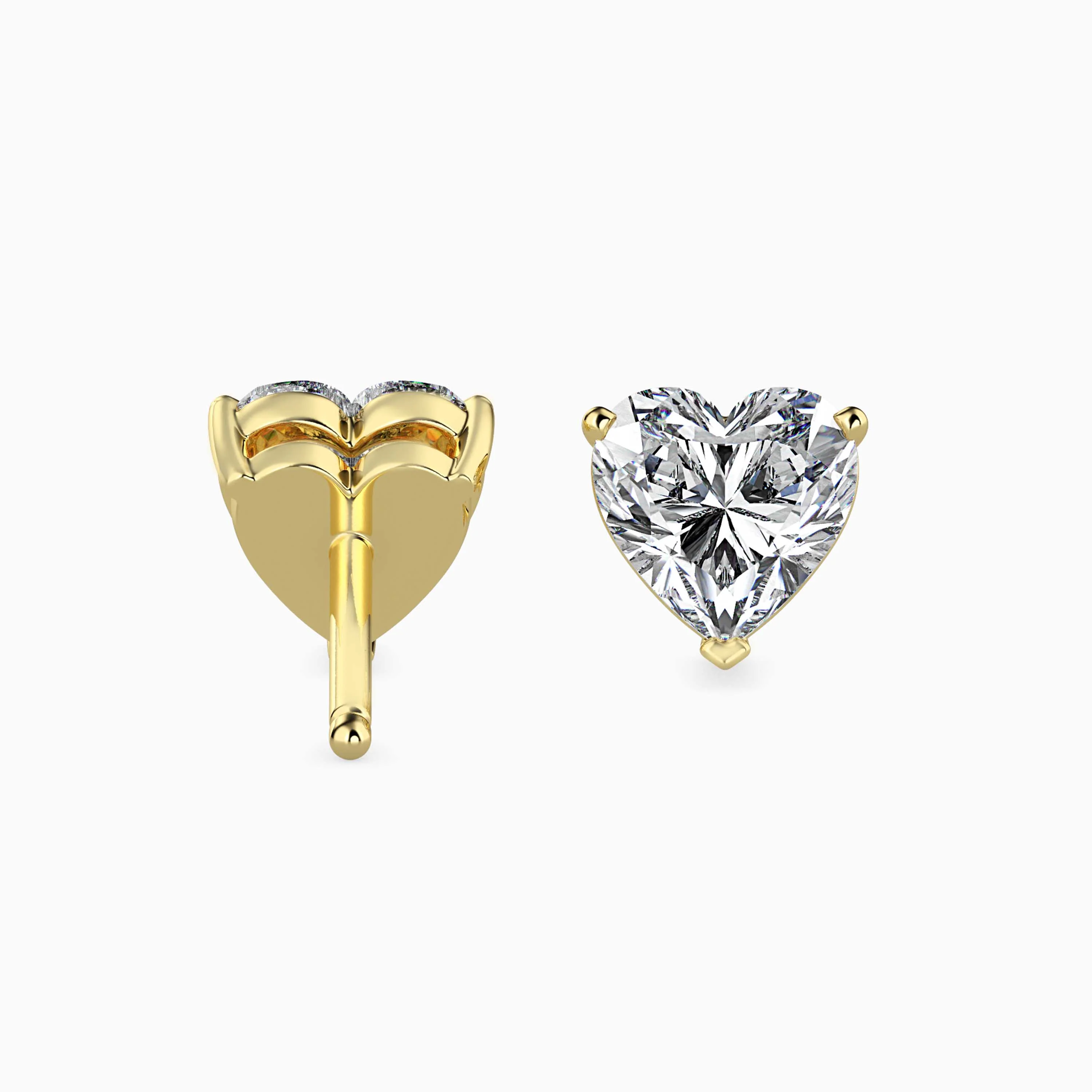 1 CT Heart Solitaire Gold Stud Earring - Image 4
