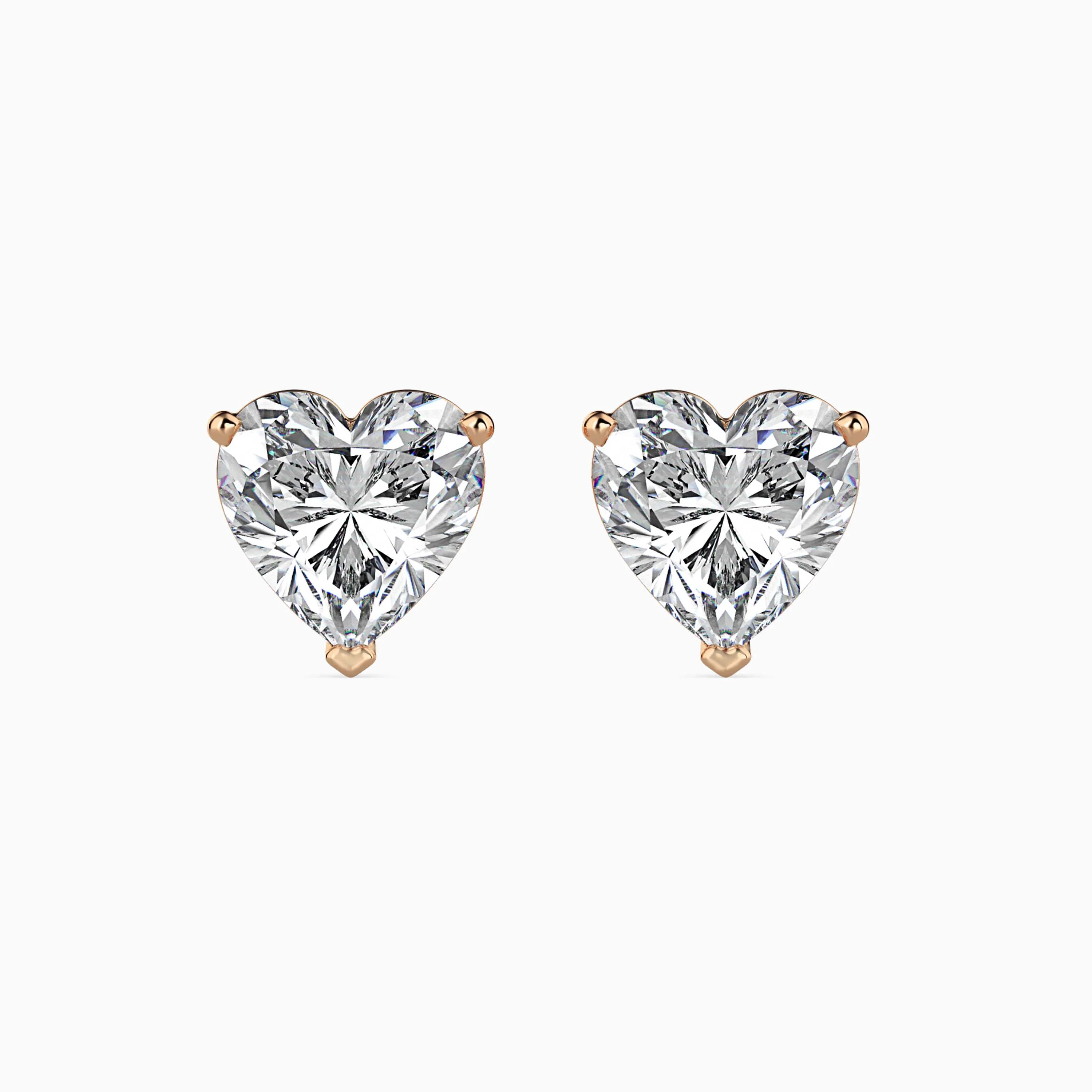 1 CT Heart Solitaire Gold Stud Earring - Image 6