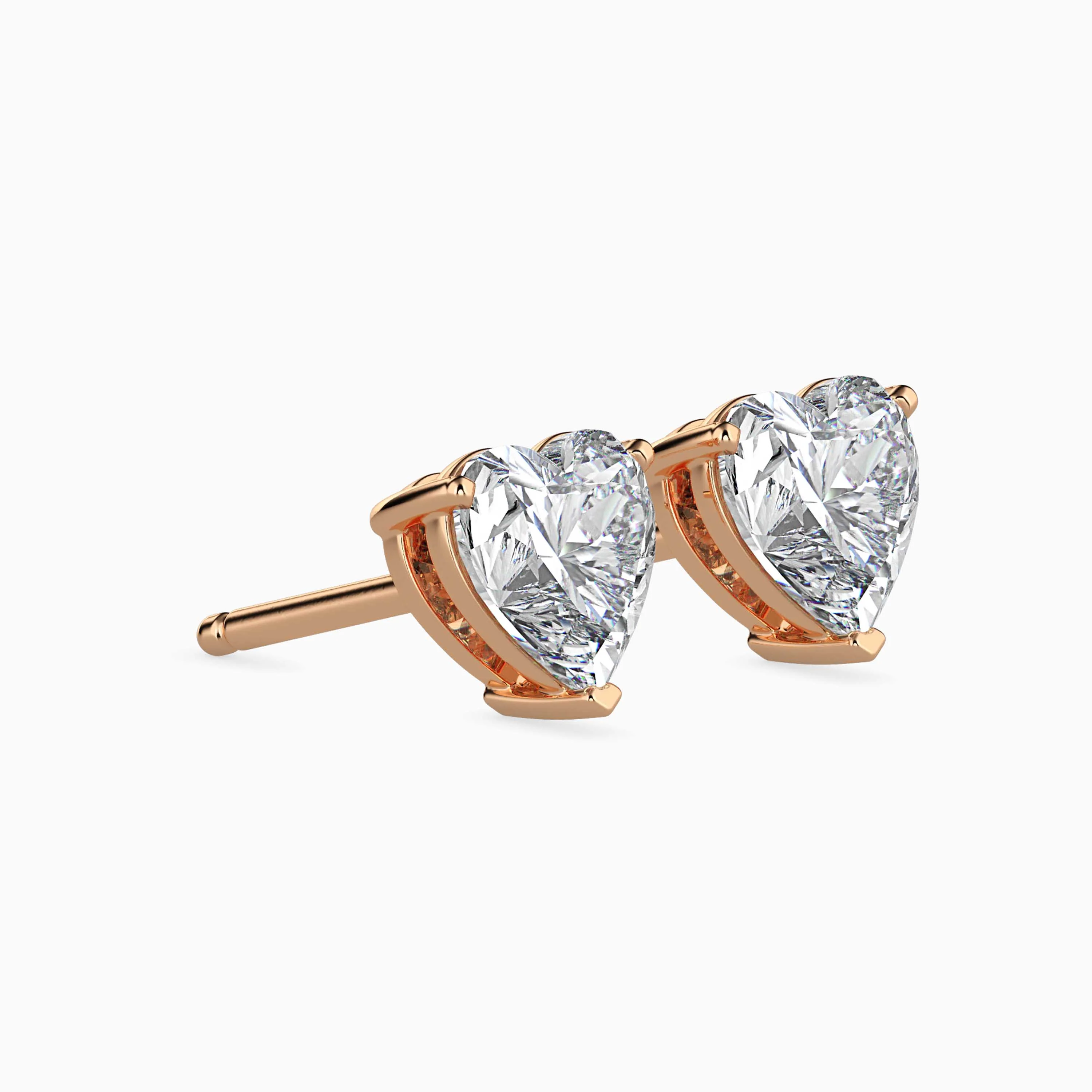 1 CT Heart Solitaire Gold Stud Earring - Image 7