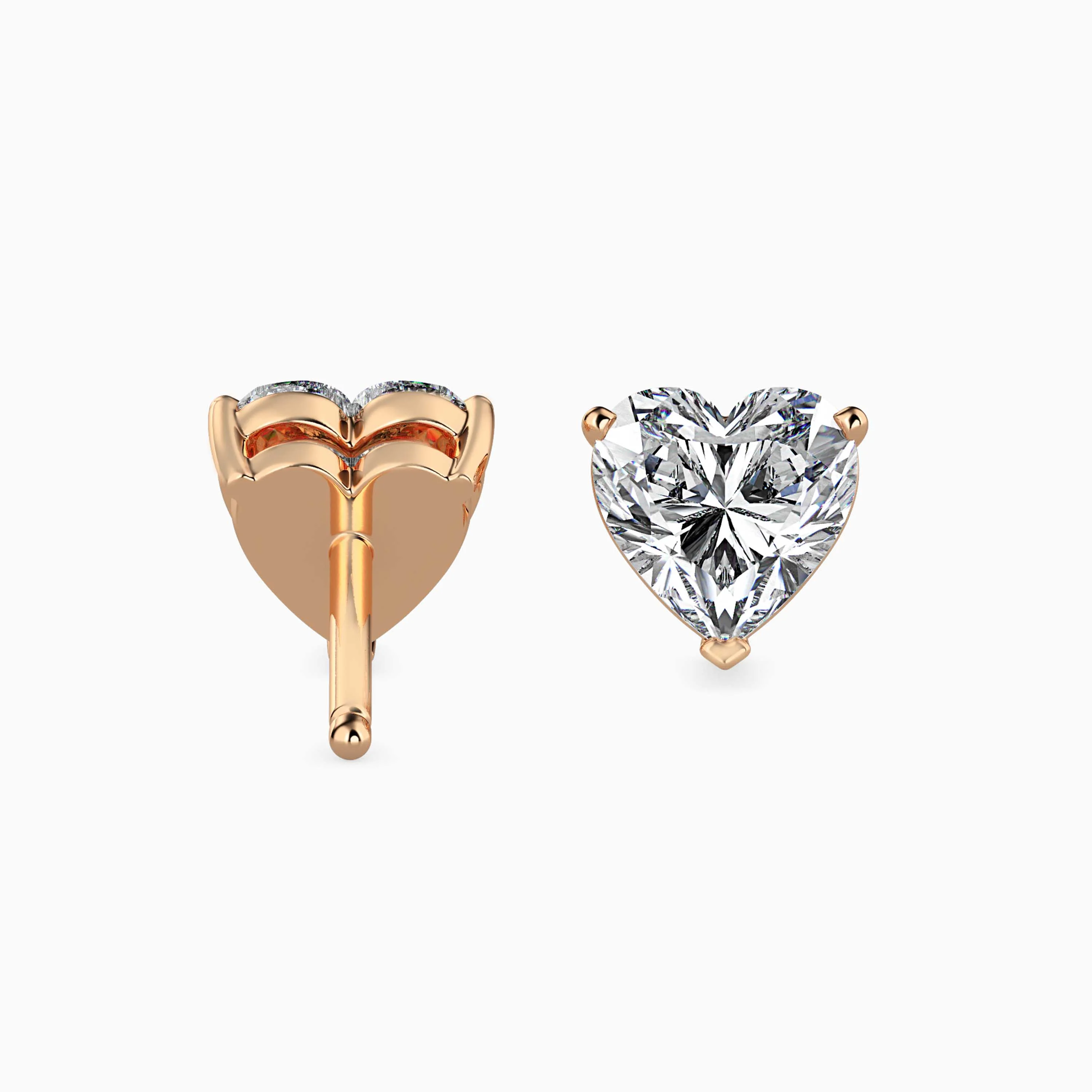 1 CT Heart Solitaire Gold Stud Earring - Image 8