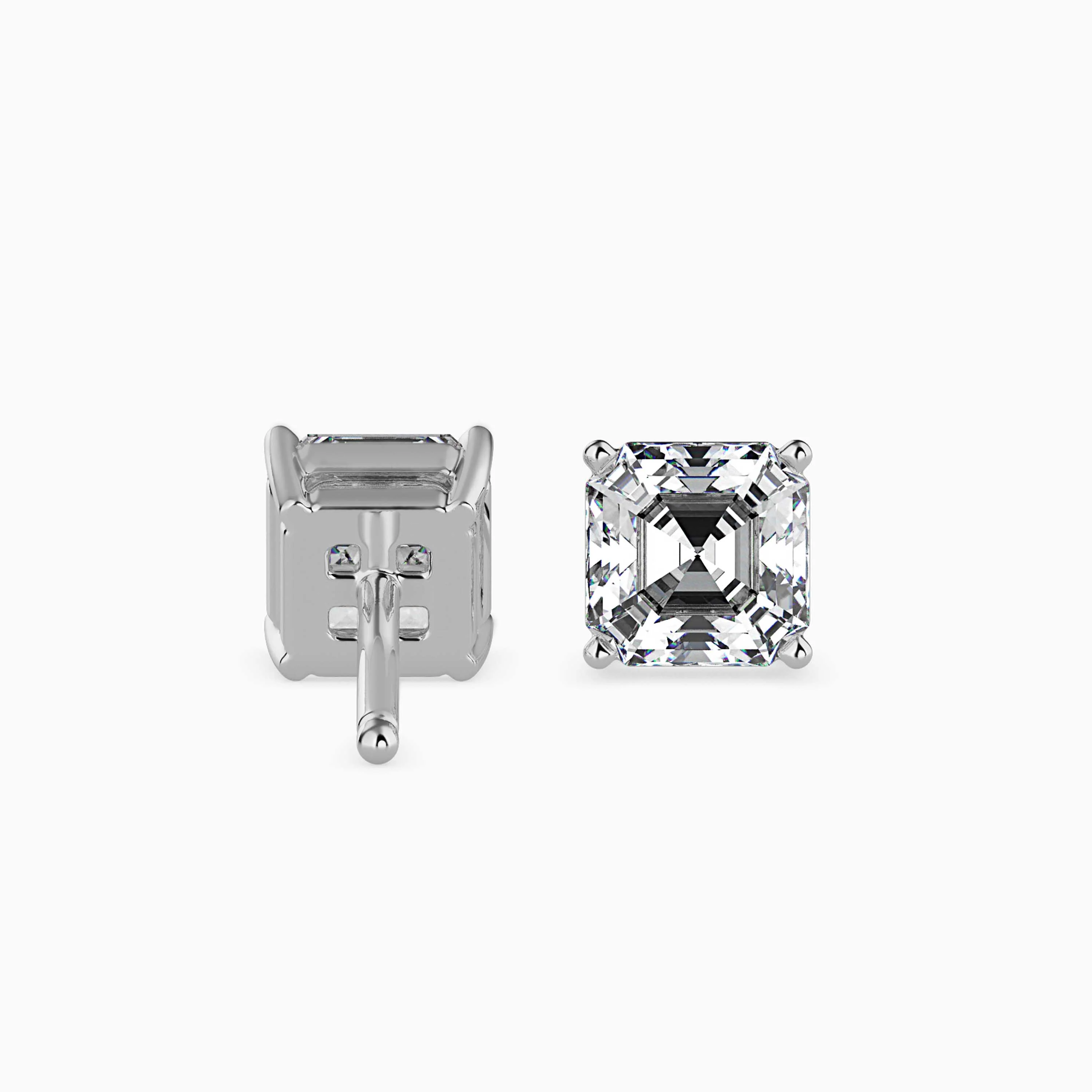 2 CT Square Solitaire Gold Earring with Lab-Grown Diamond - Image 12