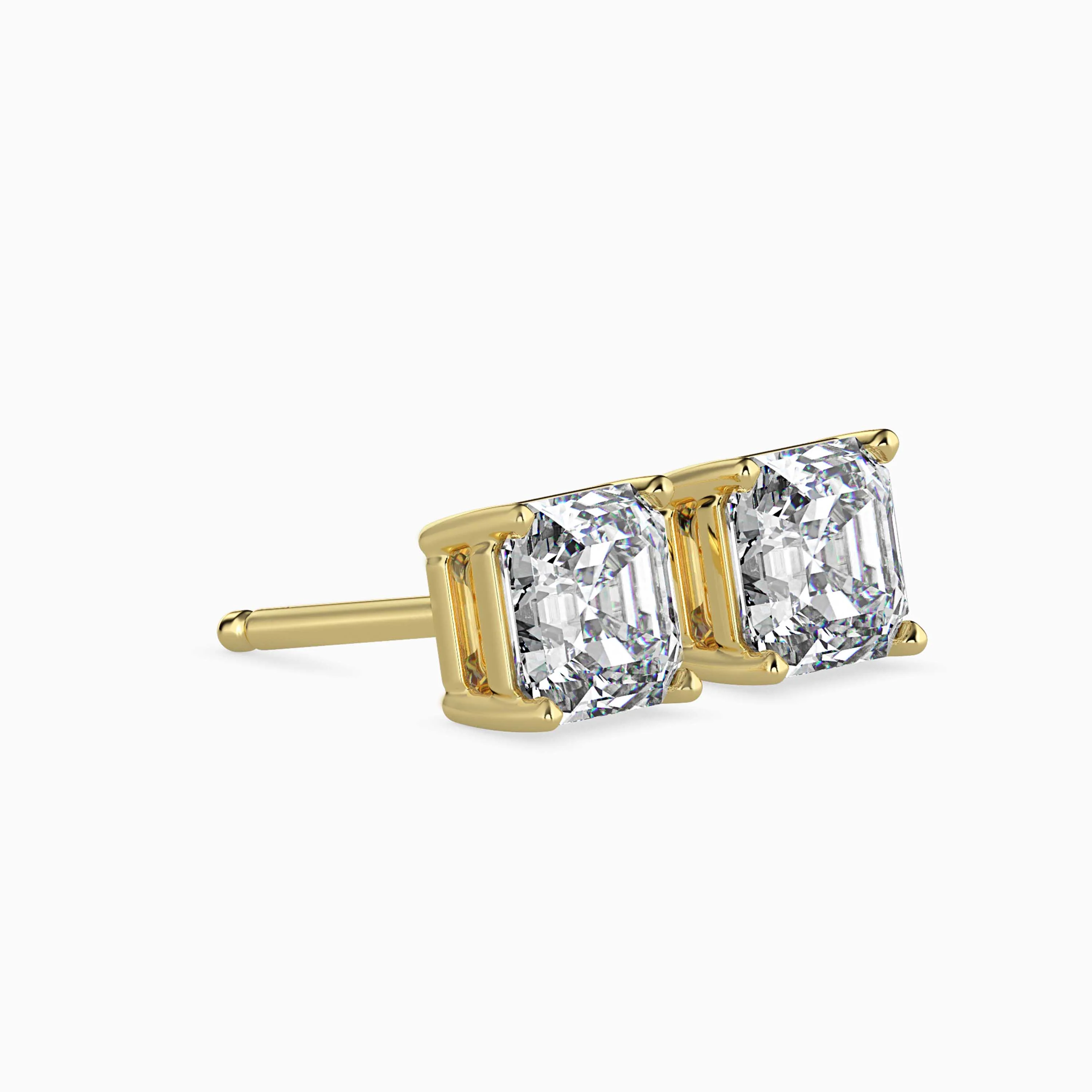 2 CT Square Solitaire Gold Earring with Lab-Grown Diamond - Image 3