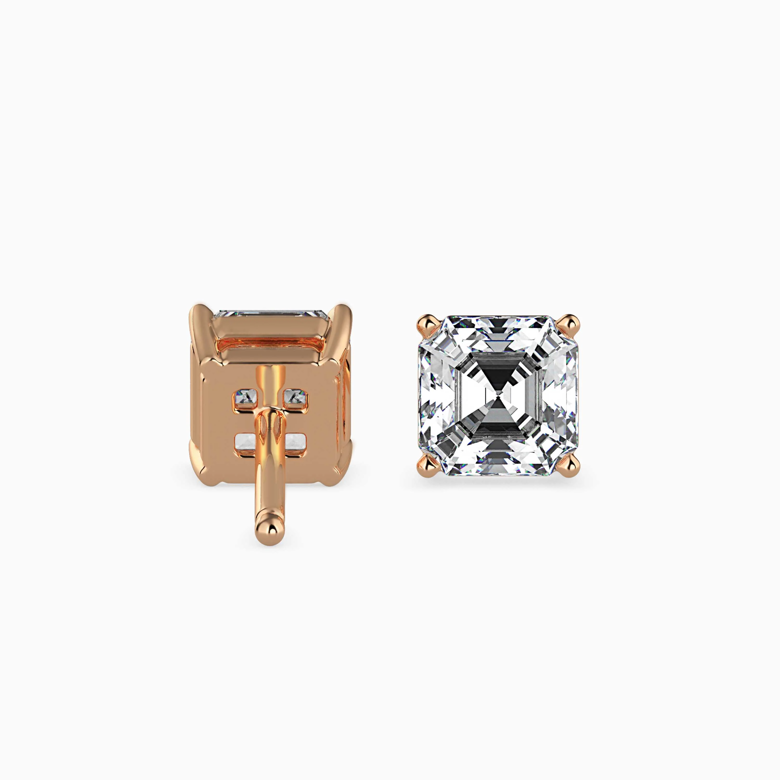 2 CT Square Solitaire Gold Earring with Lab-Grown Diamond - Image 8
