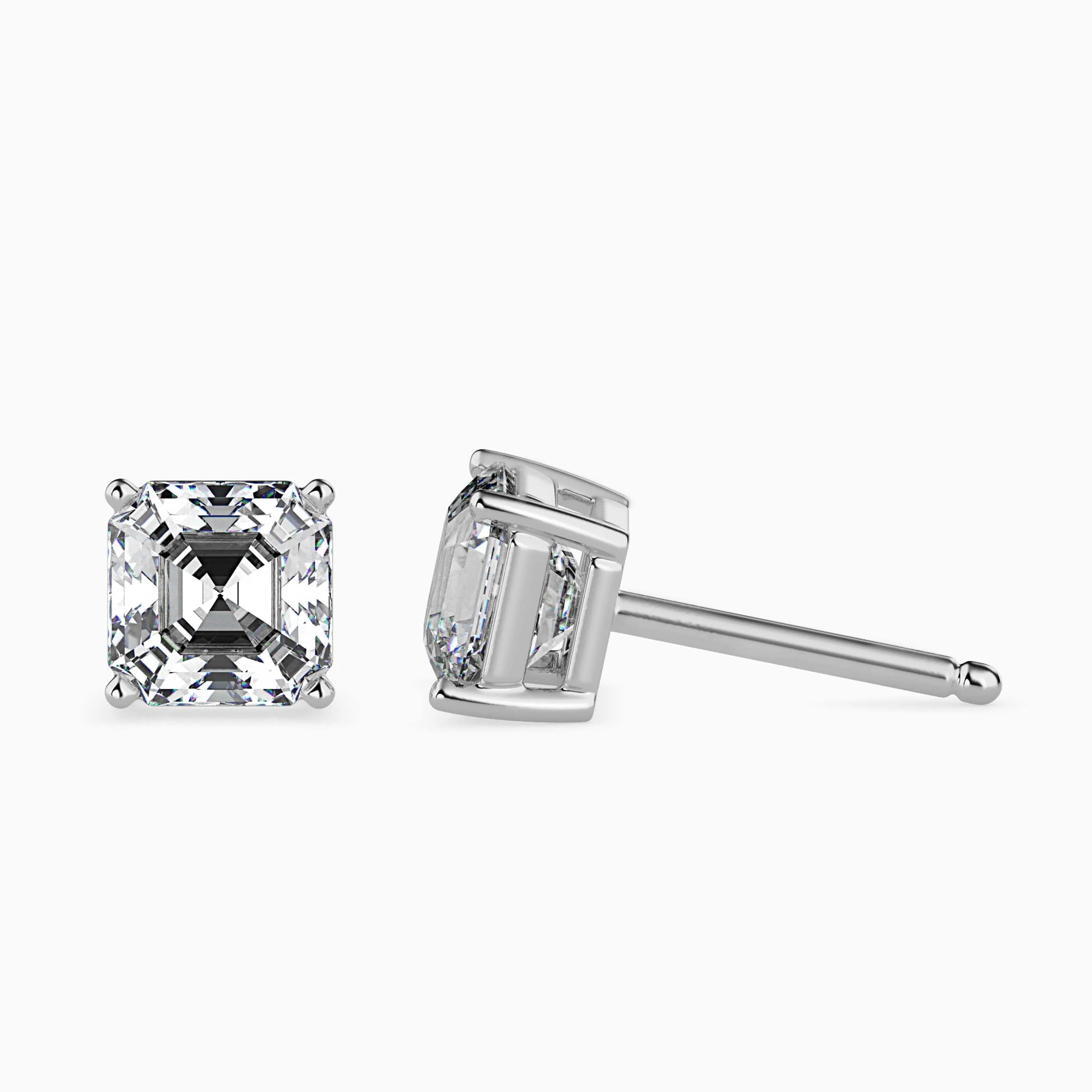 2 CT Square Solitaire Gold Earring with Lab-Grown Diamond - Image 9