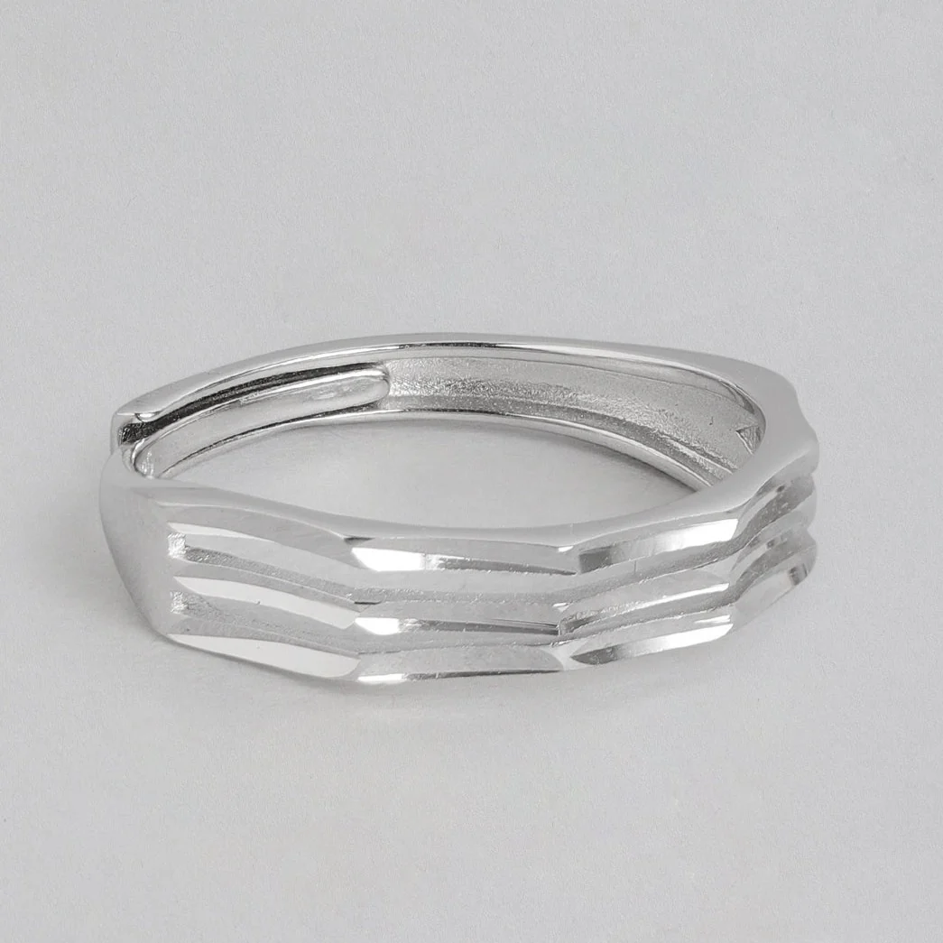 3 Lines 925 Sterling Silver Unisex Ring (Adjustable) - Image 6