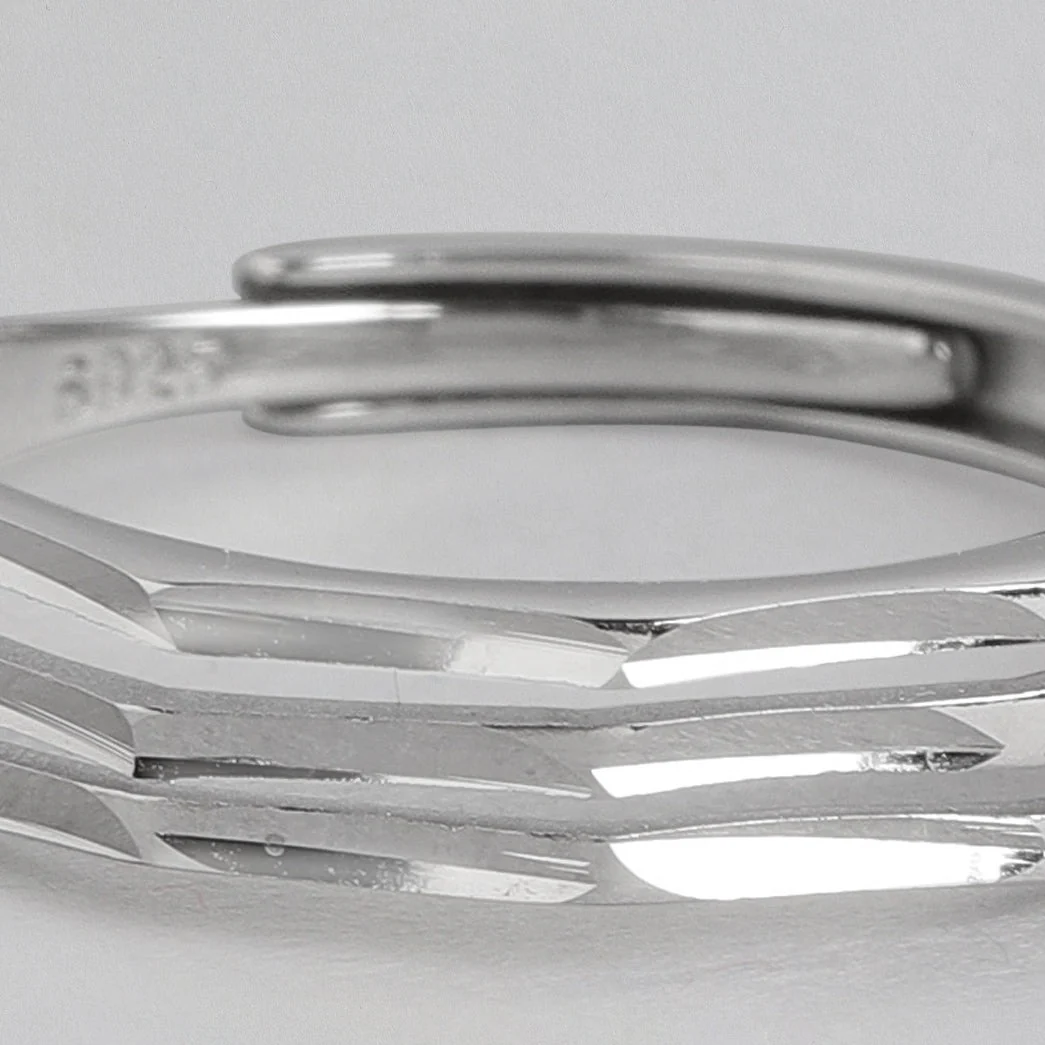 3 Lines 925 Sterling Silver Unisex Ring (Adjustable) - Image 7