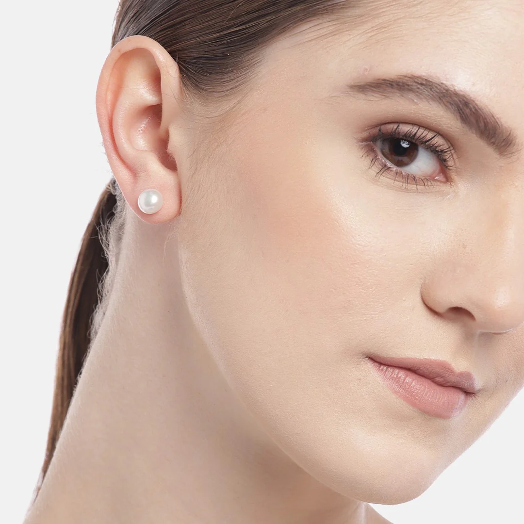 Delicate Dot Pearl 925 Silver Earrings ( 5mm Pearl) - Image 5