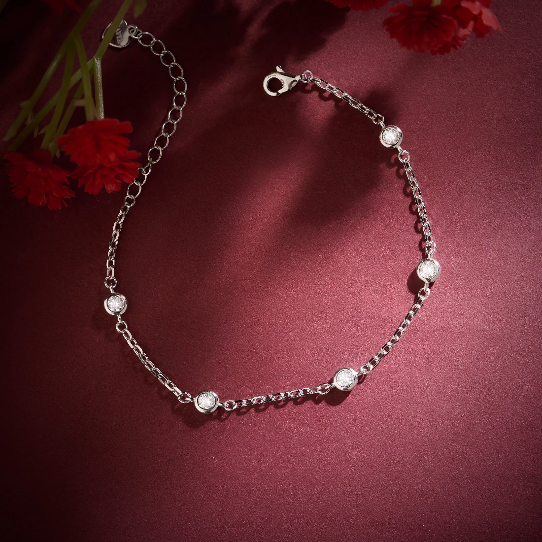 A Path of Light Cubic Zirconia Rhodium Plated Bracelet