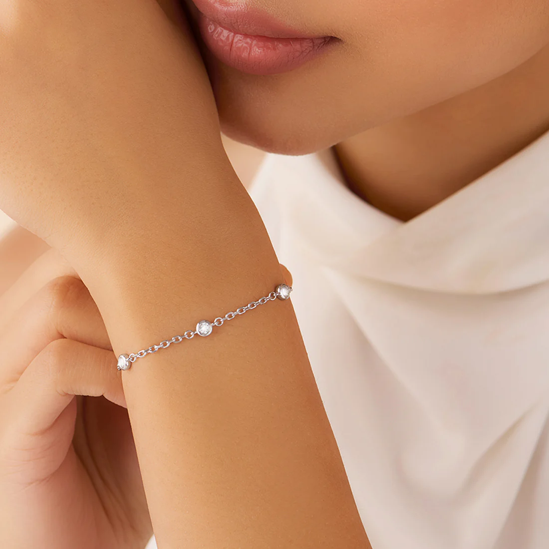 A Path of Light Cubic Zirconia Rhodium Plated Bracelet - Image 2
