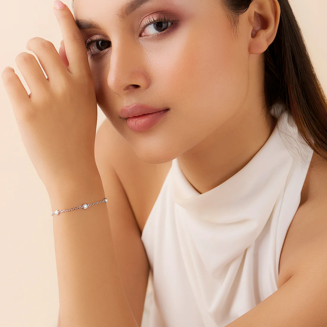 A Path of Light Cubic Zirconia Rhodium Plated Bracelet - Image 3