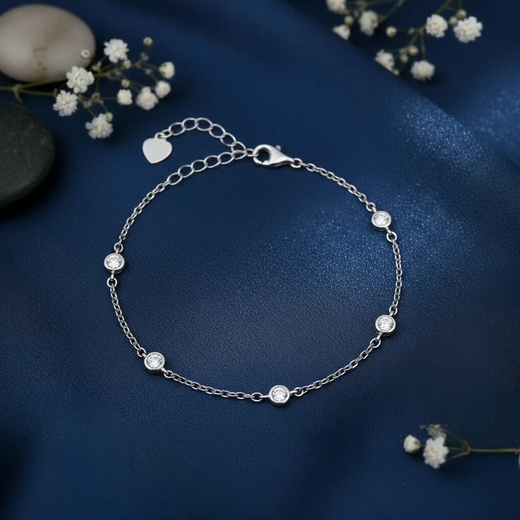 A Path of Light Cubic Zirconia Rhodium Plated Bracelet - Image 5