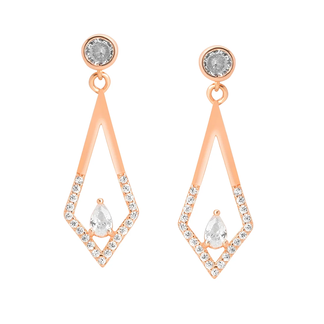 Abstract Elegance Rose Gold Plated 925 Sterling Silver Abstract Stud Earrings - Image 4
