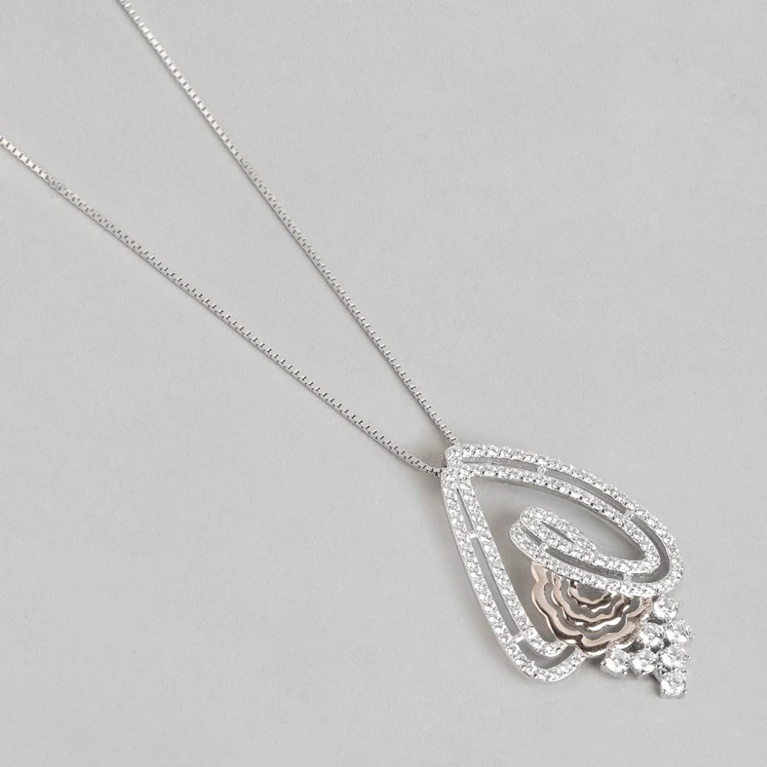 Abstract Fusion Brilliance CZ Dual Tone-Plated 925 Sterling Silver Necklace - Image 6