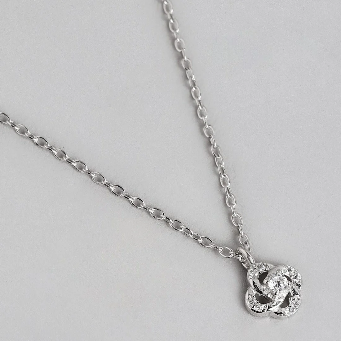 Abstract Radiance Rhodium-Plated Cubic Zirconia Sterling Silver Necklace - Image 3