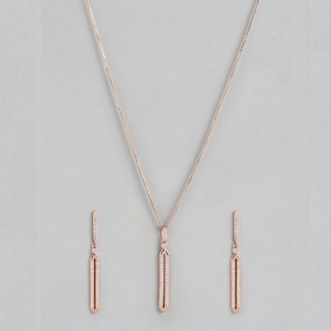 Abstract Radiance Drops Rose Gold-Plated CZ 925 Sterling Silver Jewelry Set - Image 4