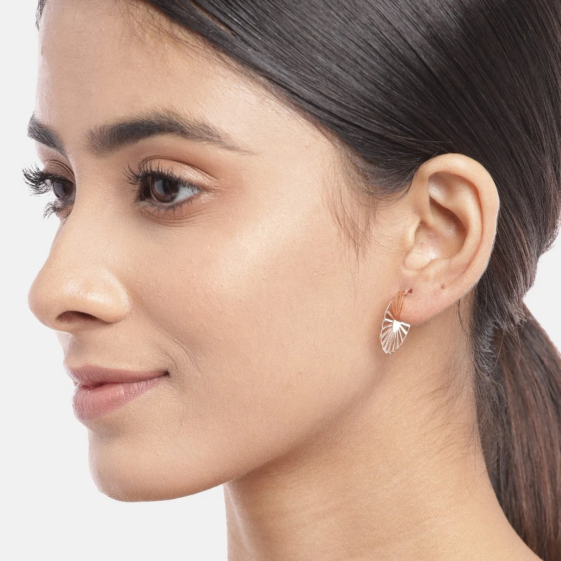 Abstract Rose Gold Plated 925 Sterling Silver Earrings - Image 2