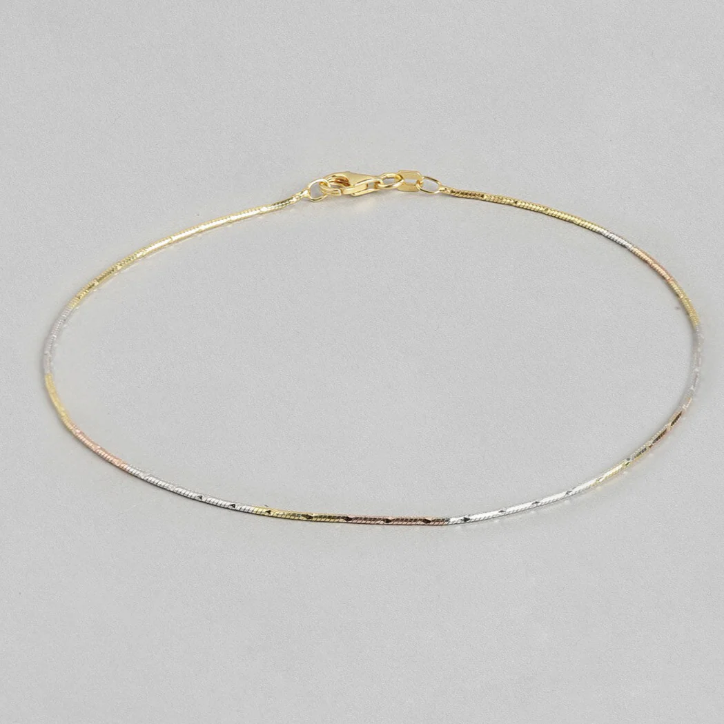 Adorable Triple Tone 925 Sterling Silver Anklet - Image 11