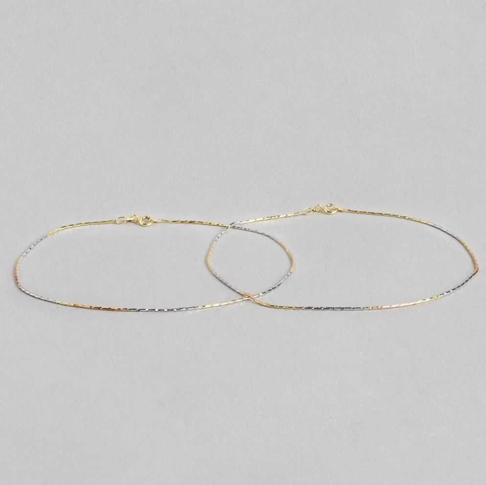 Adorable Triple Tone 925 Sterling Silver Anklet - Image 9