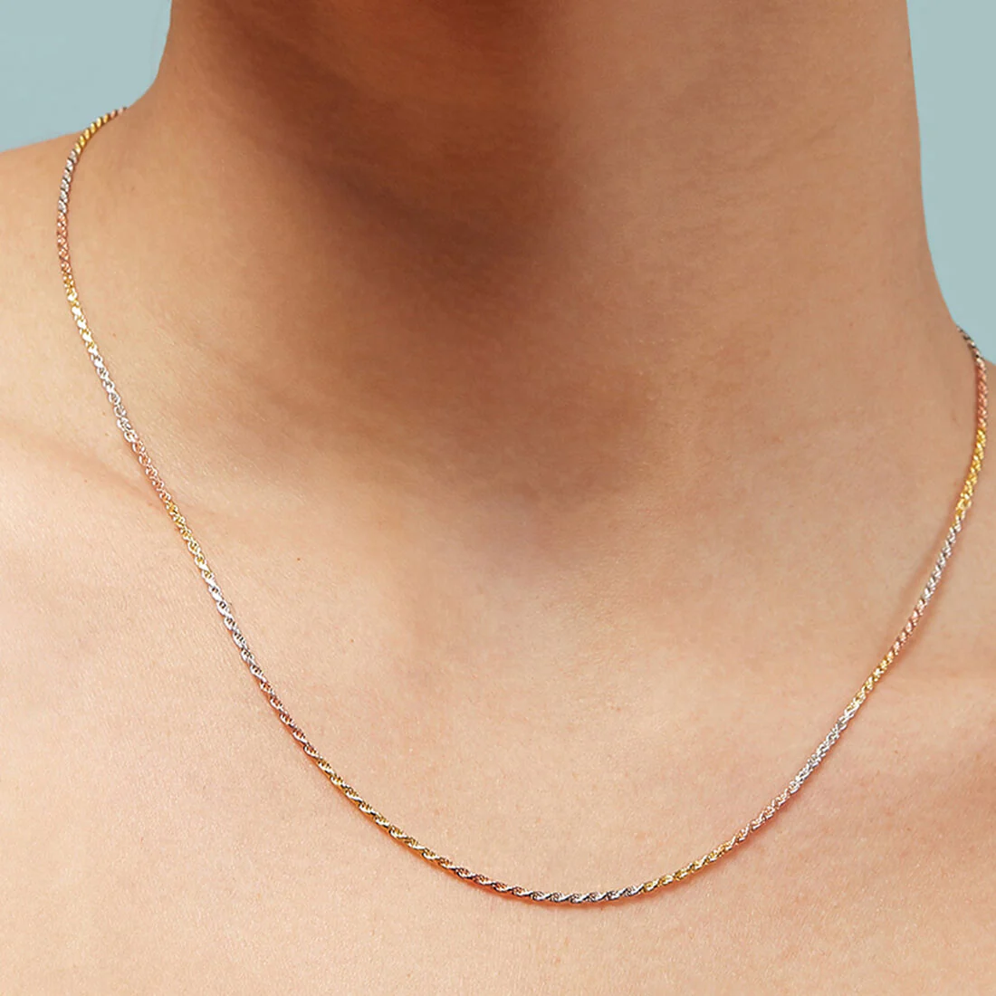 Adorable Triple Tone 925 Silver Chain - Image 3