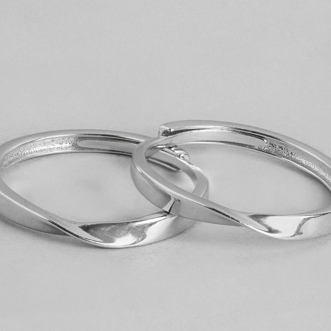 Always and Forever Rhodium Plated 925 Sterling Silver Couple Ring (Adjustable) - Image 4