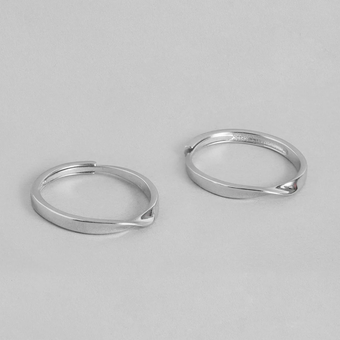 Always and Forever Rhodium Plated 925 Sterling Silver Couple Ring (Adjustable) - Image 5