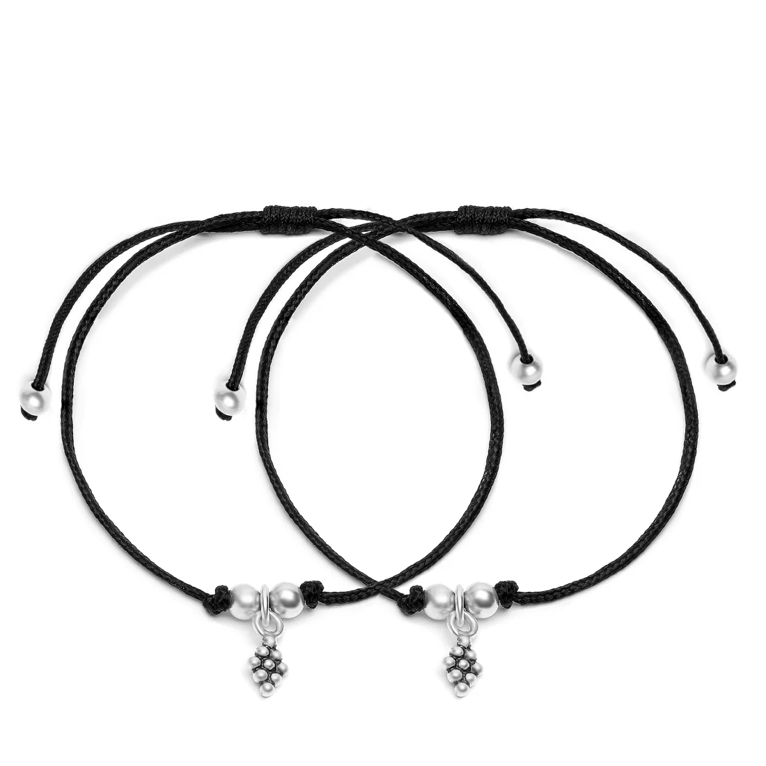 Minimal Rhodium Plated 925 Sterling Silver Thread Anklet - Image 4