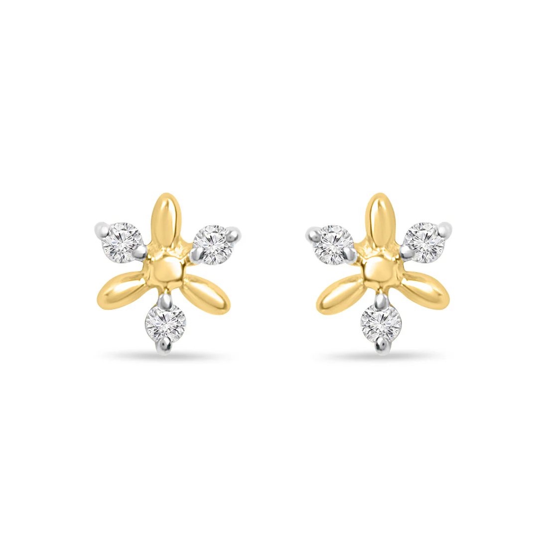 Artsy Floral Gold Lab-Grown Diamonds Earrings - Image 3
