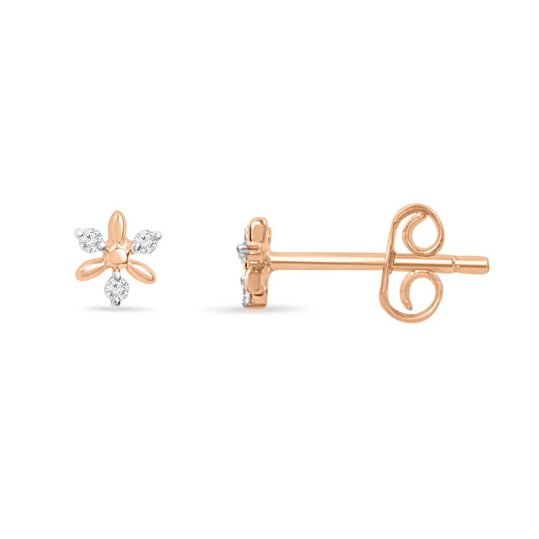 Artsy Floral Gold Lab-Grown Diamonds Earrings - Image 6