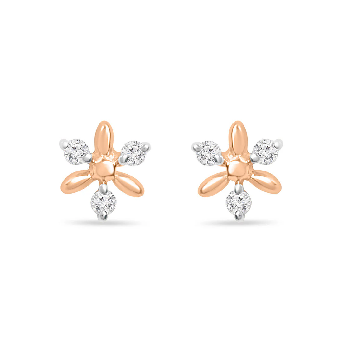Artsy Floral Gold Lab-Grown Diamonds Earrings - Image 7