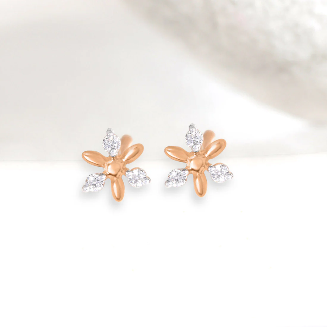 Artsy Floral Gold Lab-Grown Diamonds Earrings - Image 9