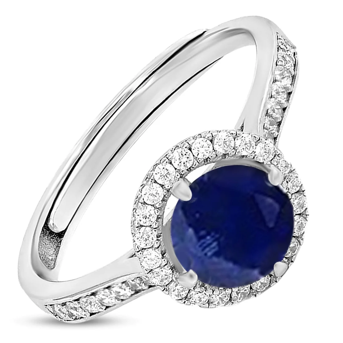Azure Circle Rhodium-Plated 925 Sterling Silver Women's Ring (Adjustable) - Image 3