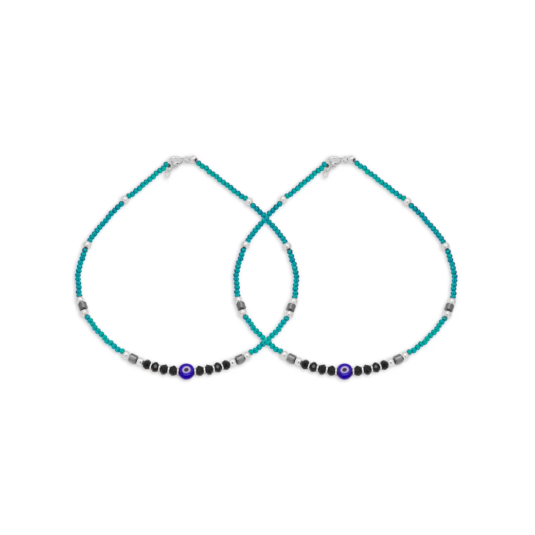 Azure Ward 925 Sterling Silver Rhodium-Plated Evil Eye Anklet - Image 3