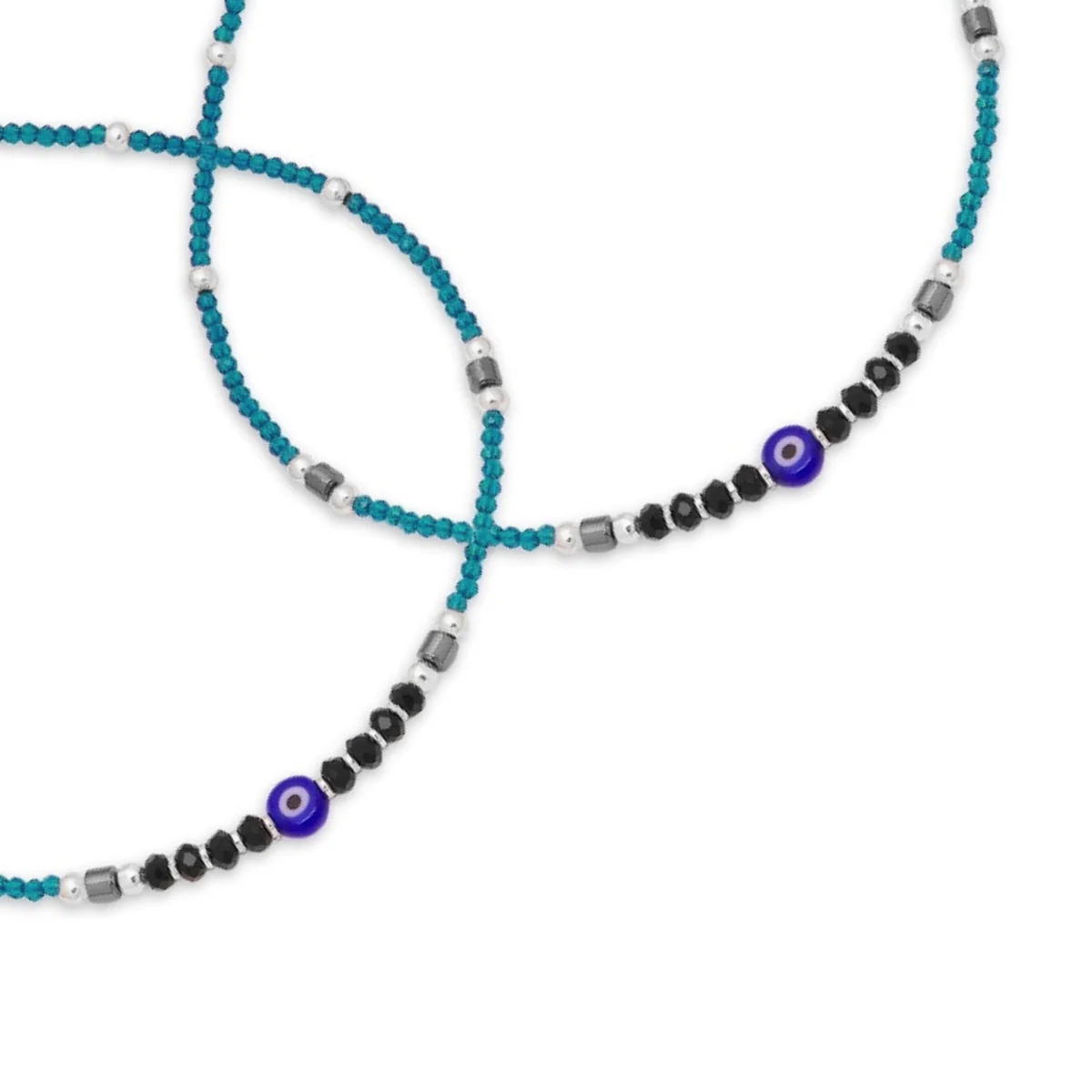 Azure Ward 925 Sterling Silver Rhodium-Plated Evil Eye Anklet - Image 4