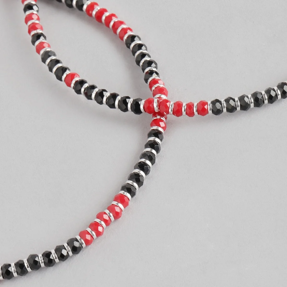 Black and Red Beaded 925 Sterling Silver Anklet - Image 5