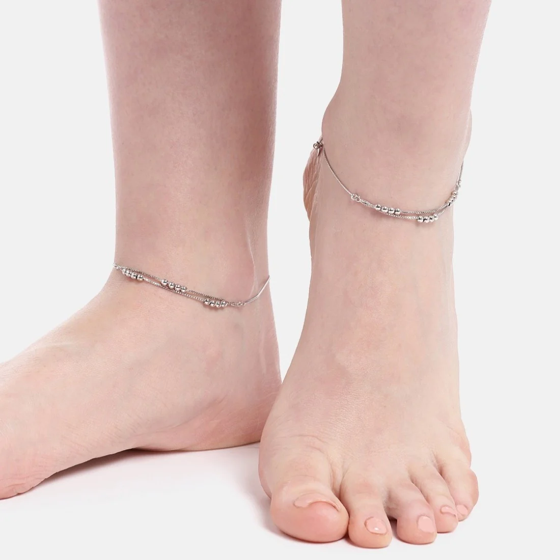Ballroom Radiance Rhodium-Plated 925 Sterling Silver Anklet with Box Chain - Image 2