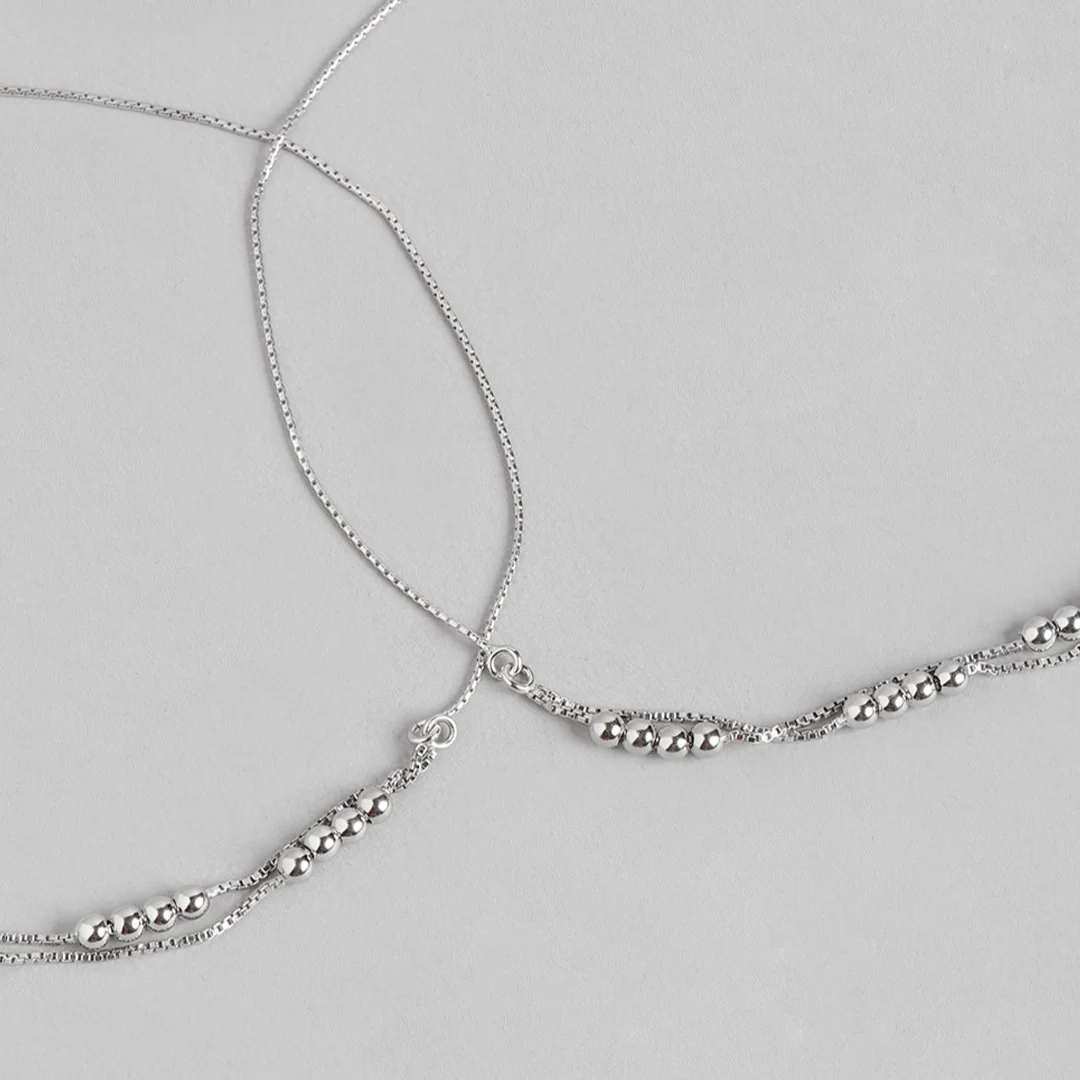 Ballroom Radiance Rhodium-Plated 925 Sterling Silver Anklet with Box Chain - Image 6