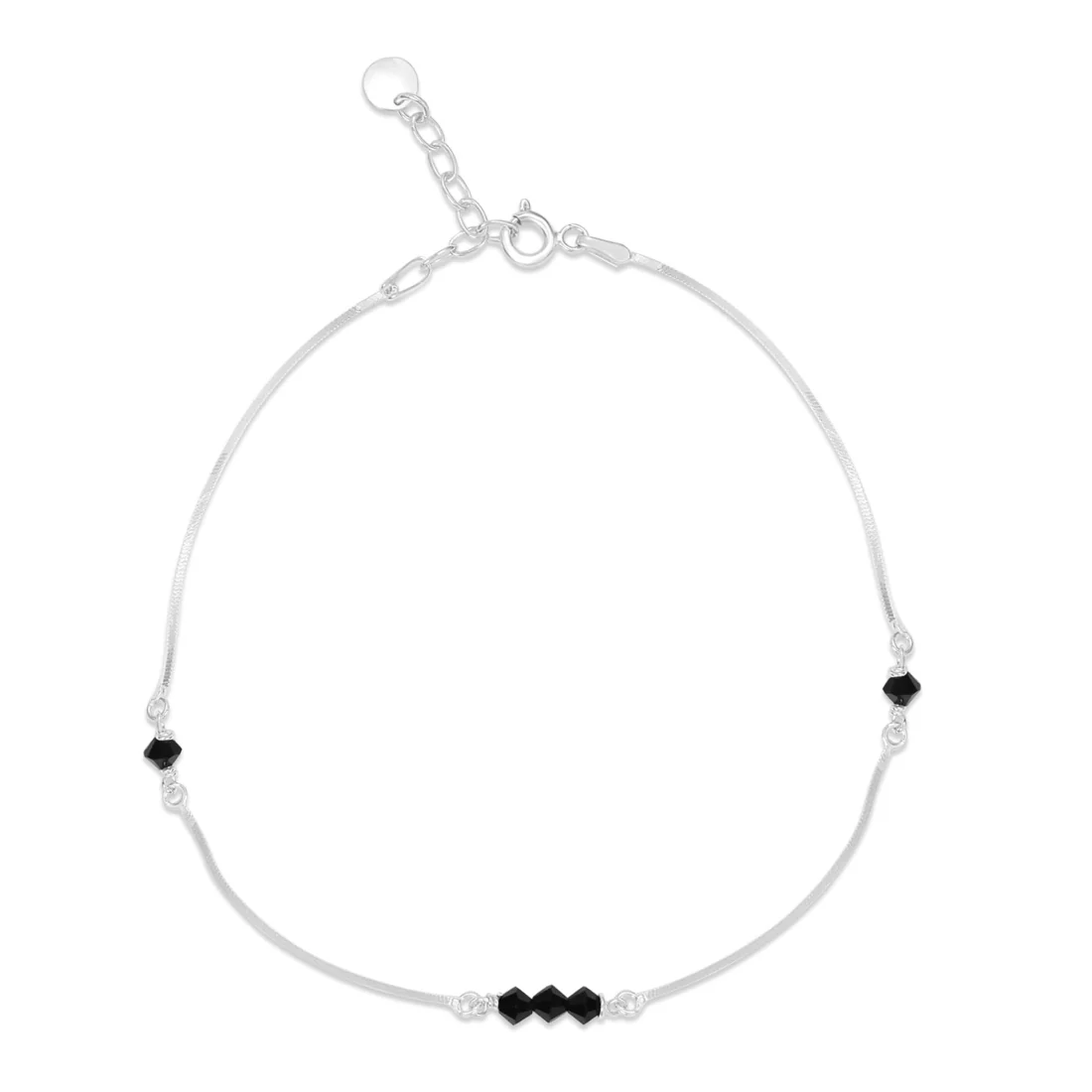 Beaded Beauty Rhodium Plated 925 Sterling Silver Adjustable Chain Anklet - Image 4