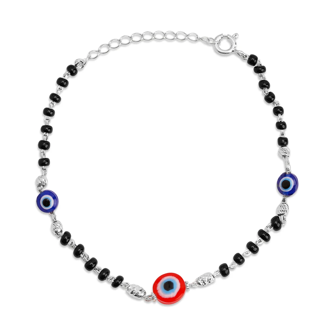 Beaded Evil Eye 925 Sterling Silver Chain Bracelet - Image 6