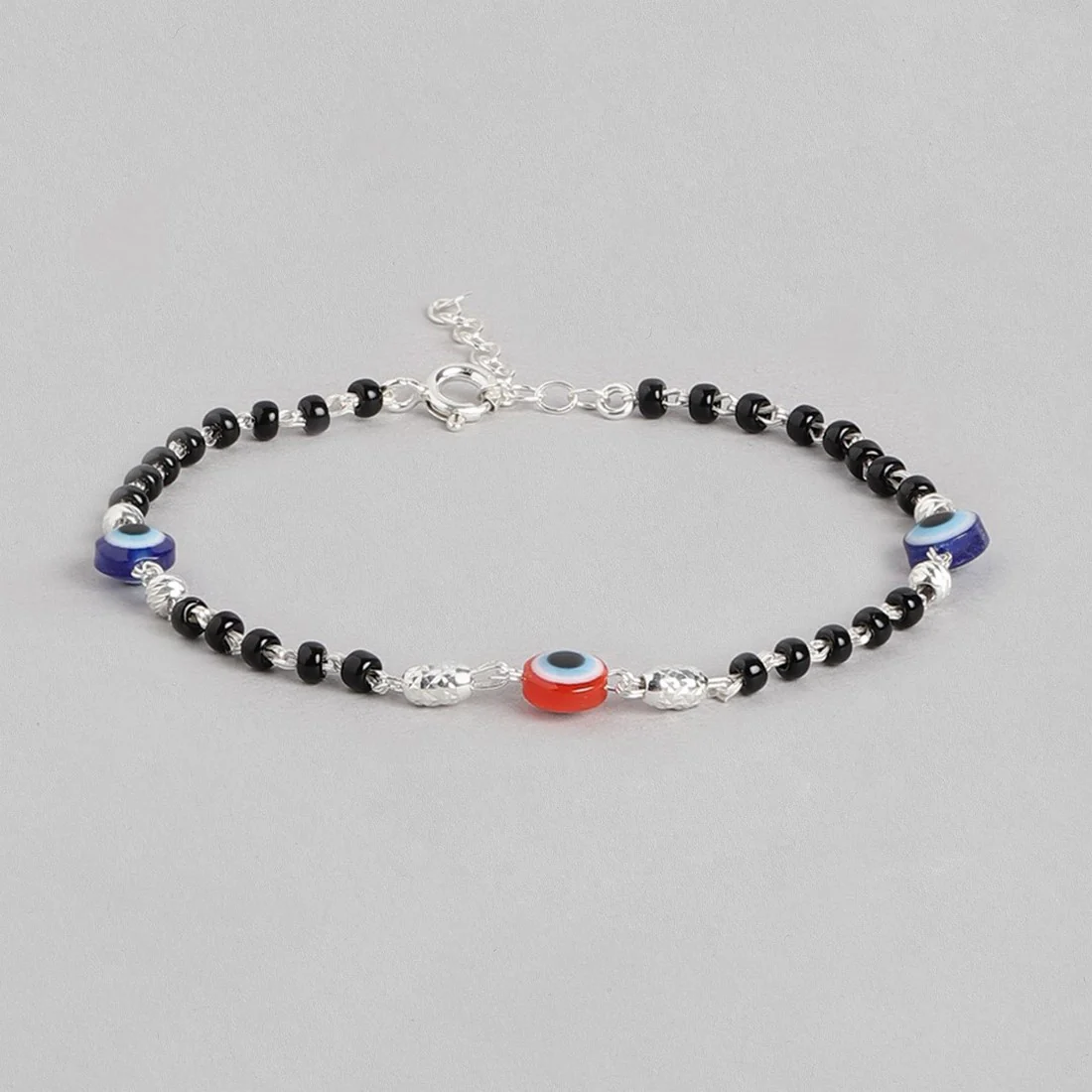 Beaded Evil Eye 925 Sterling Silver Chain Bracelet - Image 7