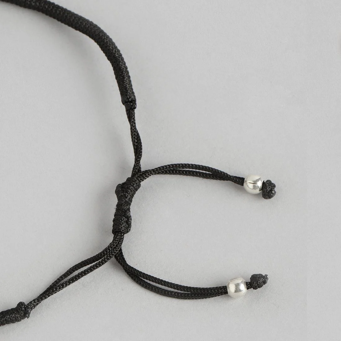 Beaded Line Rhodium Plated 925 Sterling Silver Thread Anklet - Image 7