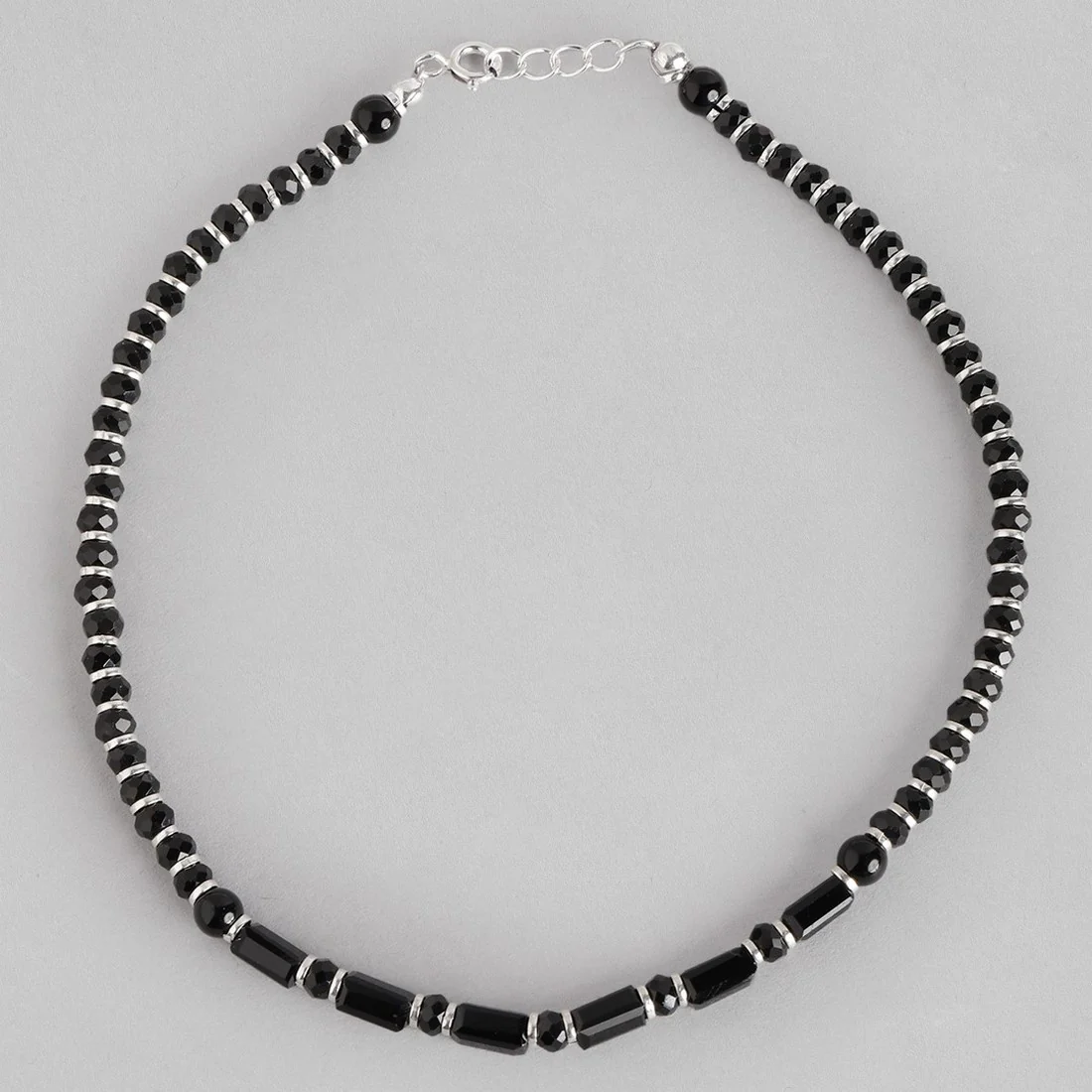 Black Bead Stones 925 Sterling Silver Anklet - Image 5