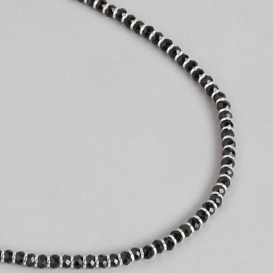 Black Beads 925 Sterling Silver Necklace - Image 3